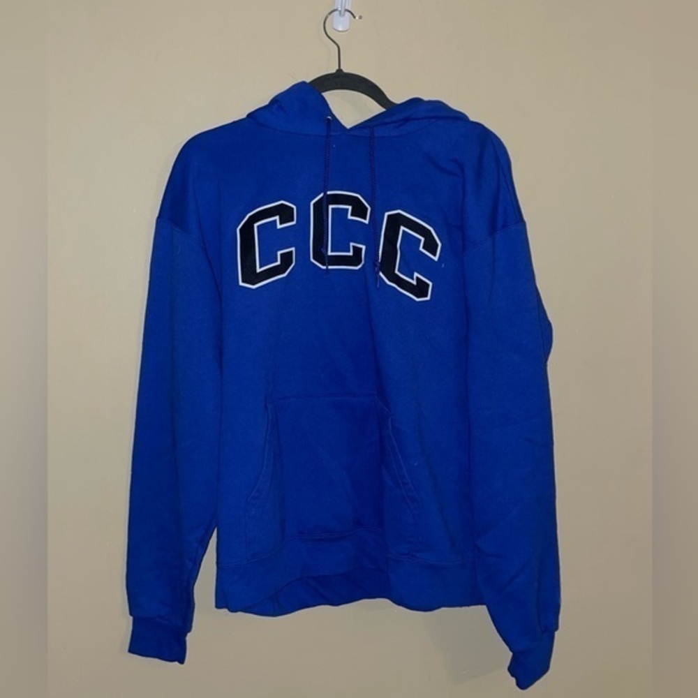 Champion Fleece Hoodie CCC Unisex Size Large Blue